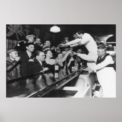 End of Prohibition Black and White Vintage Art Poster