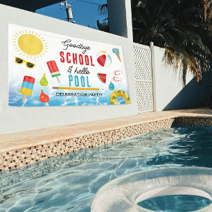 End of School Fun Kids Summer Pool Party Banner