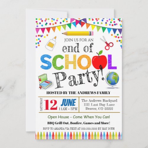 End of School Party Invitation