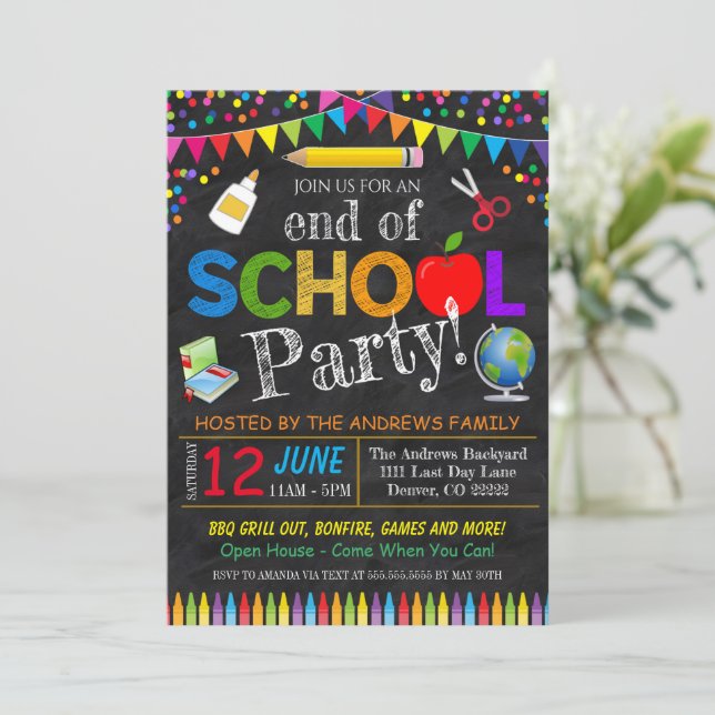 End of School Party Invitation (Standing Front)