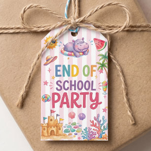 End Of School Party Stripes Gift Tags
