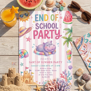 End Of School Party Stripes Invitation