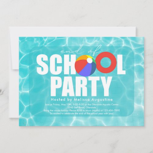 End of School Pool Party Invitation