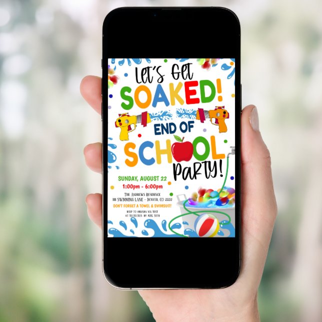 End of School Pool Party Invitation (Front Digital)