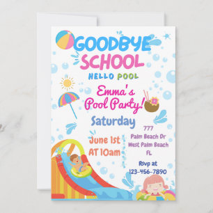 End Of School Pool Party Invitation