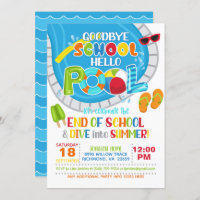 End of School Pool Party Invitation - Boy