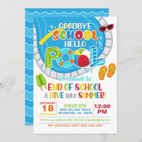 End of School Pool Party Invitation _ Boy