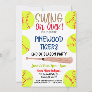 End of Season Softball Party Invitation