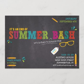 End Of Summer / Back To School Bash Invitation by KarisGraphicDesign at Zazzle