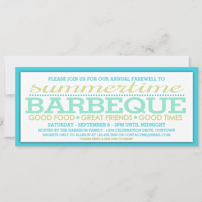 End of Summer Barbeque Party Invitation (Front)