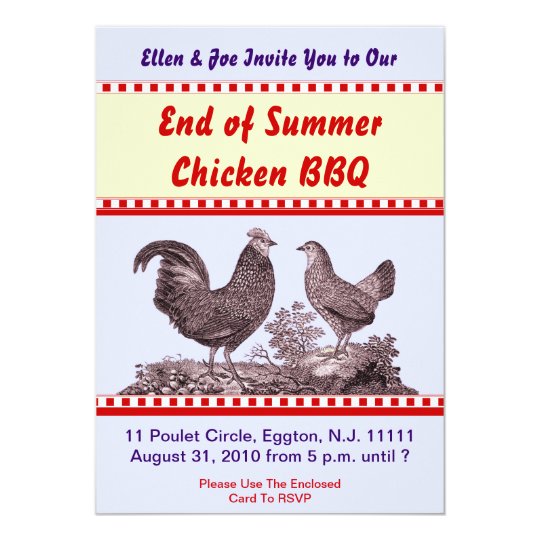 end of summer chicken bbq invitation card zazzle com