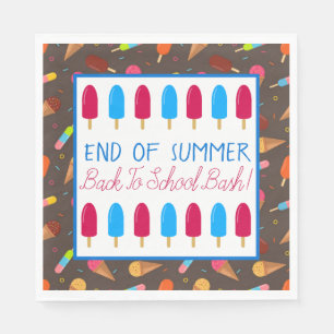 End of Summer Ice Pop and Ice Cream Pattern Party Napkins