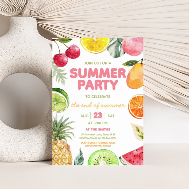 End of Summer Party Invitation (Summer Fruits End of Summer Party Invitation)