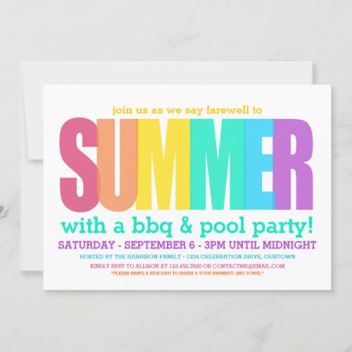 End of Summer Party Custom Invitation