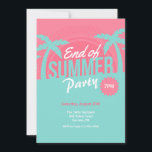 End of Summer Party Invitation<br><div class="desc">Shades of pink and teal create this handsome end of summer invitations with palm trees and a large sunset. (Vector created by freepik - www.freepik.com). The card is easy to customize with your wording, font and font color. Not exactly what you're looking for? All our products can be custom designed...</div>