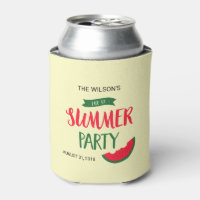 End of Summer Party Red Green Watermelon Can Cooler