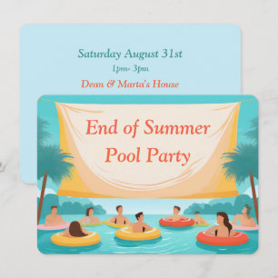 End of Summer Pool Party Custom Invitation