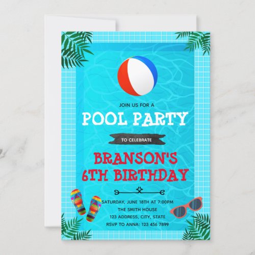 End of summer pool party invitation