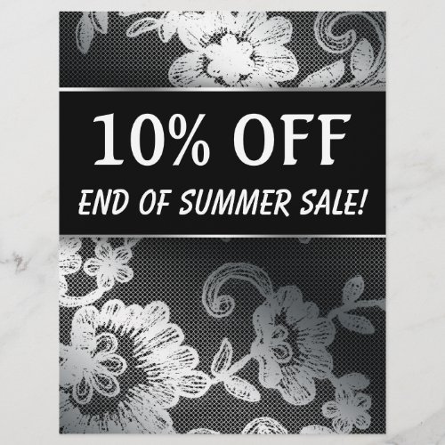 END of SUMMER Sale Silver Black Lace Flyer