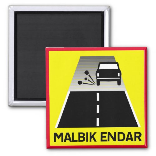 End Of Tarred Road Traffic Sign Iceland Magnet