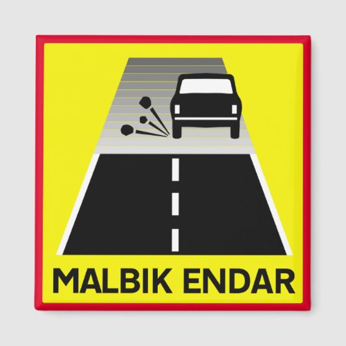 End Of Tarred Road Traffic Sign Iceland Magnet