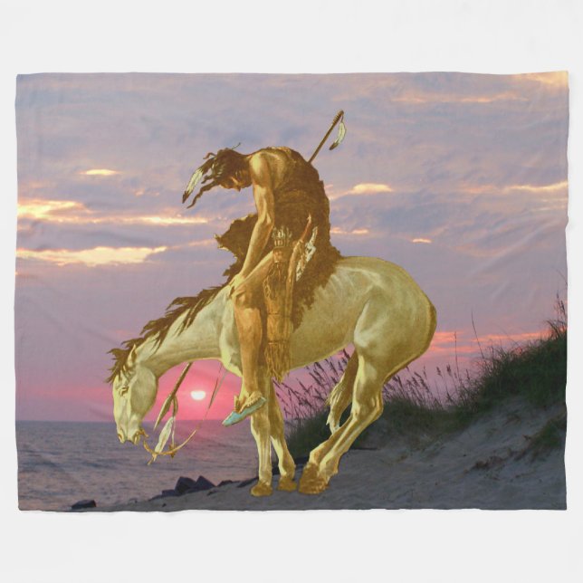 END OF THE TRAIL FLEECE BLANKET (Front (Horizontal))