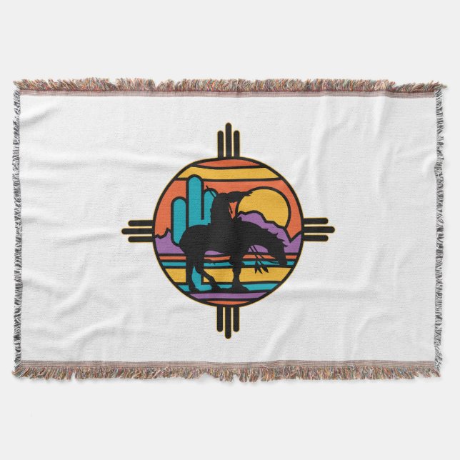 End of the Trail Native American Indian Throw Blanket (Front)