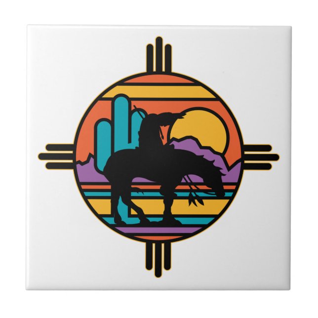 End of the Trail Native American Indian Tile (Front)