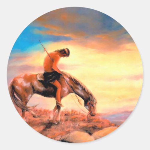 End of the Trail Native American Round Sticker