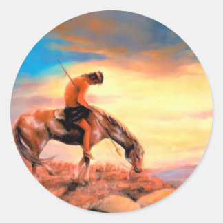 End of the Trail Native American Round Sticker