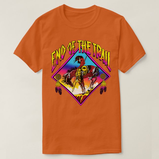 End Of The Trail Retro Native American  T-Shirt (Design Front)
