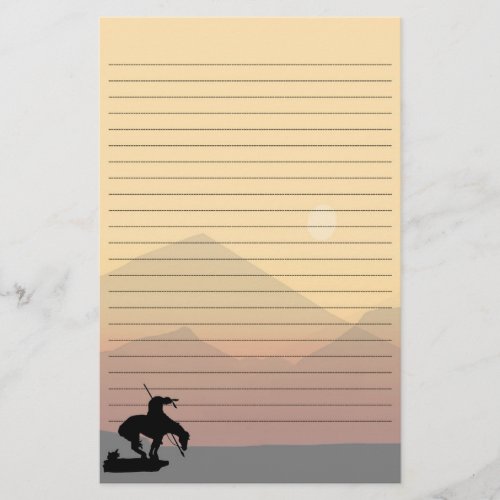 End of The Trail Silhouette Line Sunset Stationery