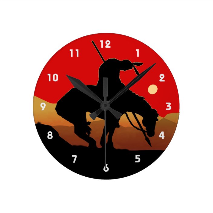 End Of The Trail Silhouette Wall Clock Zazzle Com
