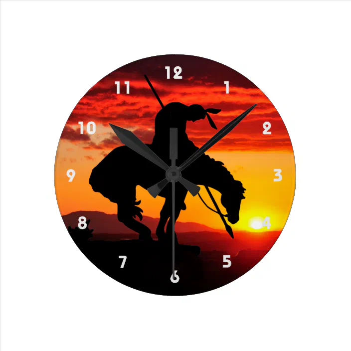 End Of The Trail Silhouette Wall Clock Zazzle Com