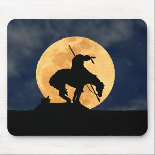 End of the Trail Silhouette With Full Moon Mouse Pad