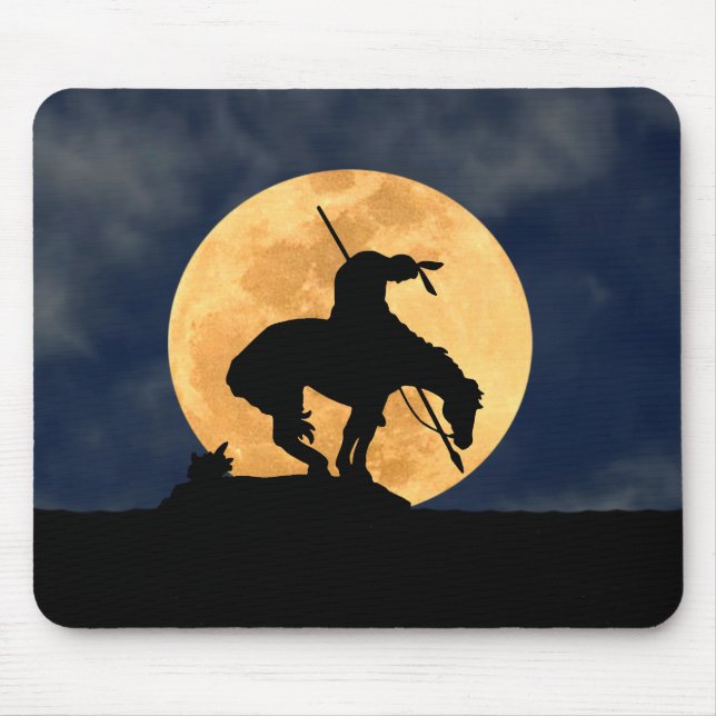 End of the Trail Silhouette With Full Moon Mouse Pad (Front)