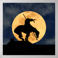 End of the Trail Silhouette With Full Moon