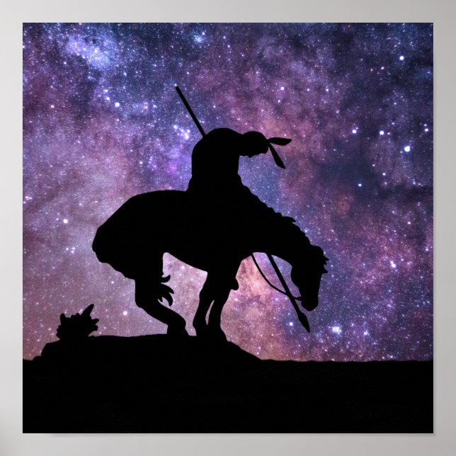 End of the Trail Silhouette With Milky Way Stars Poster (Front)