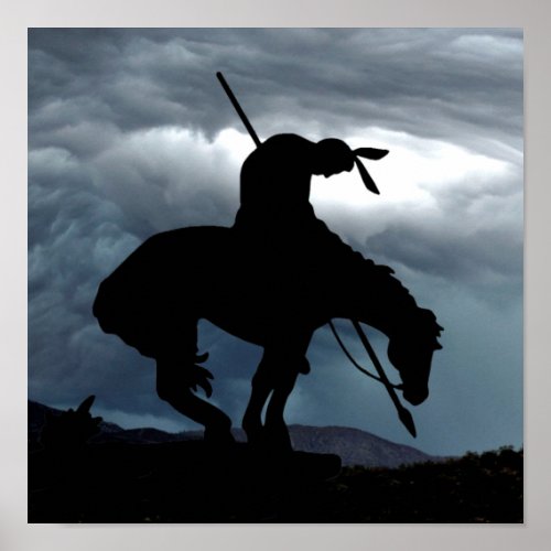 End of the Trail Silhouette With Storm Clouds Poster