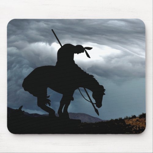 End of the Trail Silhouette With Storm Mouse Pad