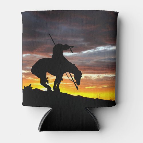 End of the Trail Silhouette with Stunning Sunset Can Cooler