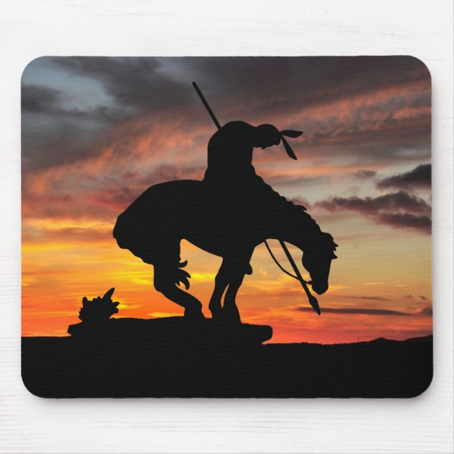 End of the Trail Silhouette With Sunset Mouse Pad (Front)