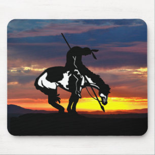 End of the Trail Silhouette With Sunset Mouse Pad
