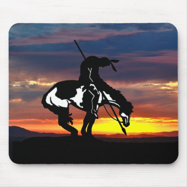 End of the Trail Silhouette With Sunset Mouse Pad (Front)