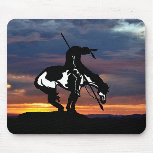End of the Trail Silhouette With Sunset Mouse Pad