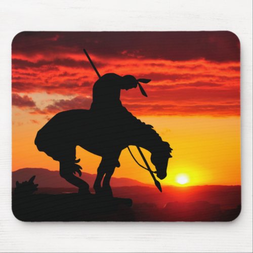 End of the Trail Silhouette With Sunset Mouse Pad