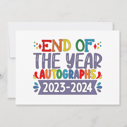 End Of The Year Autographs 2024 Last Day Of School Invitation