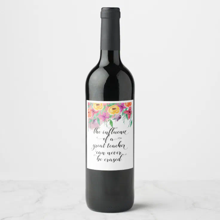 End of the year teacher gift Happy teacher's day Wine Label | Zazzle