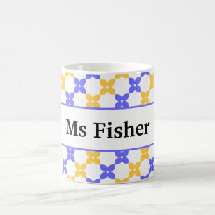 End of Year Teacher Gift Retro Floral Custom Name Coffee Mug