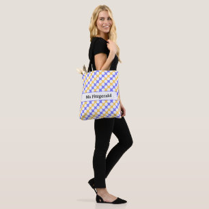End of Year Teacher Gift Retro Floral Name Tote Bag